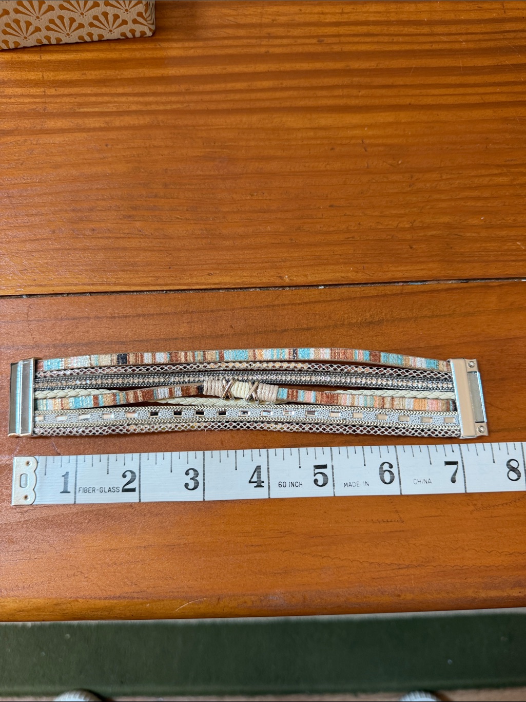 Saachi Multi-Row Neutral And Turquoise Wrap Bracelet, Nwt, 7 1/2” — image 2 of 4
